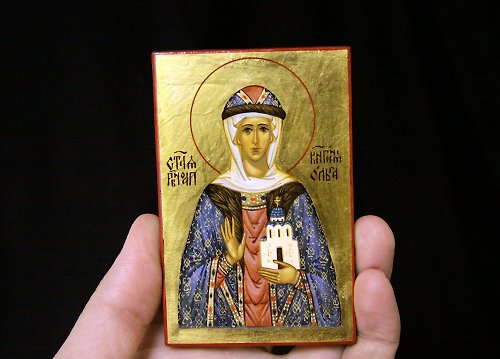Orthodox small icons hand painted orthodox wood icon Saint Equal-to-the-Apostles Princess Olga