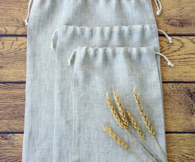 Reusable Linen Bread Bag. Zero Waste Food Storage Bag. Teal Blue Drawstring  Bag. Sustainable Food Storage. Natural Kitchen Linens 