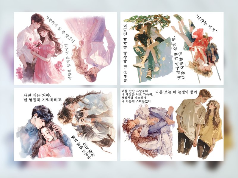 Valentine's Season Couple Stickers - boy girl White PET (philip's store) - 貼紙 - 紙 多色