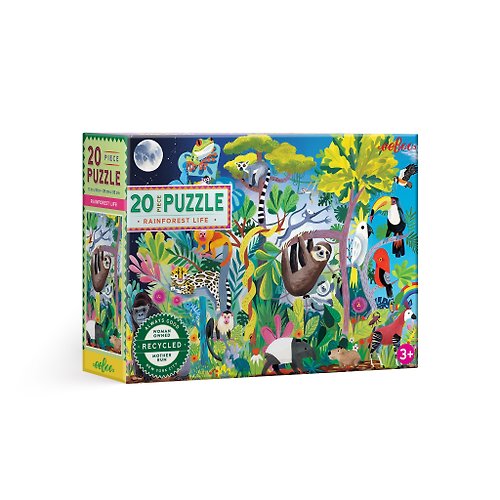 eeBoo 台灣總代理 eeBoo 20片拼圖 - 雨林生命 Rainforest Life 20 Piece Puzzle