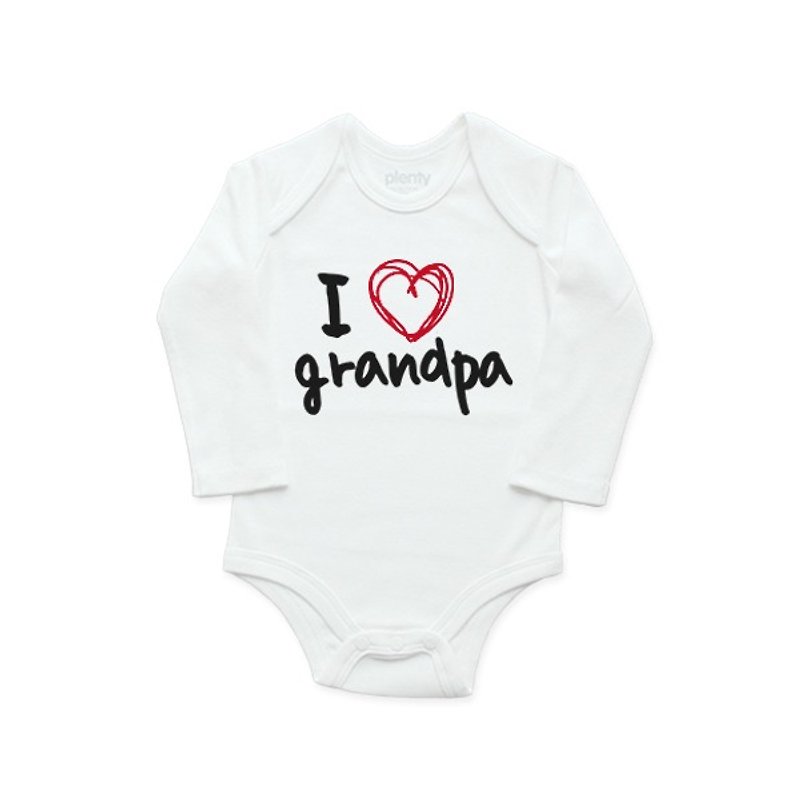 長袖包屁衣 連身衣 I love grandpa - 嬰兒連身衣/包被/包巾 - 棉．麻 