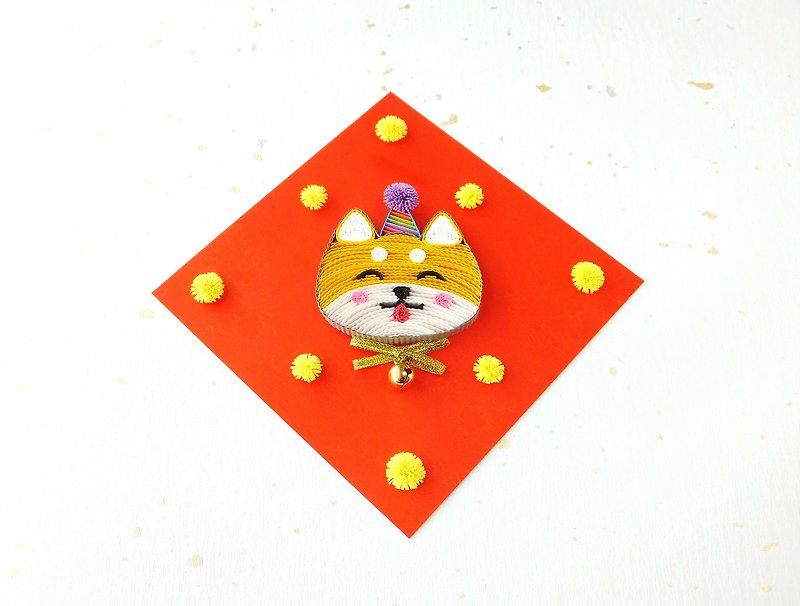 Hand made decorative Spring festival couplets Shiba Inu - Chinese New Year - Paper Red
