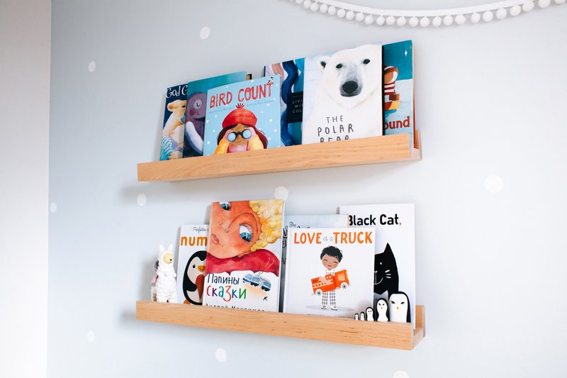 Set of 2 Floating Nursery Bookshelves, Floating Shelf, Picture Ledge, Book Ledge - 兒童家具 - 木頭 