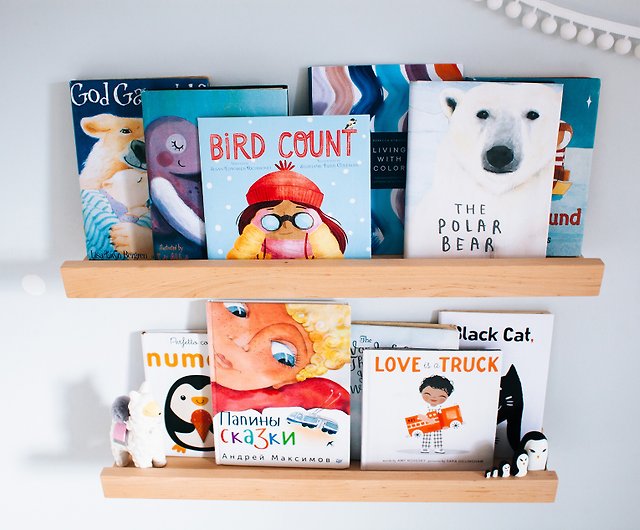 Set Of 2 Floating Nursery Bookshelves, Nursery Corner Book Shelves