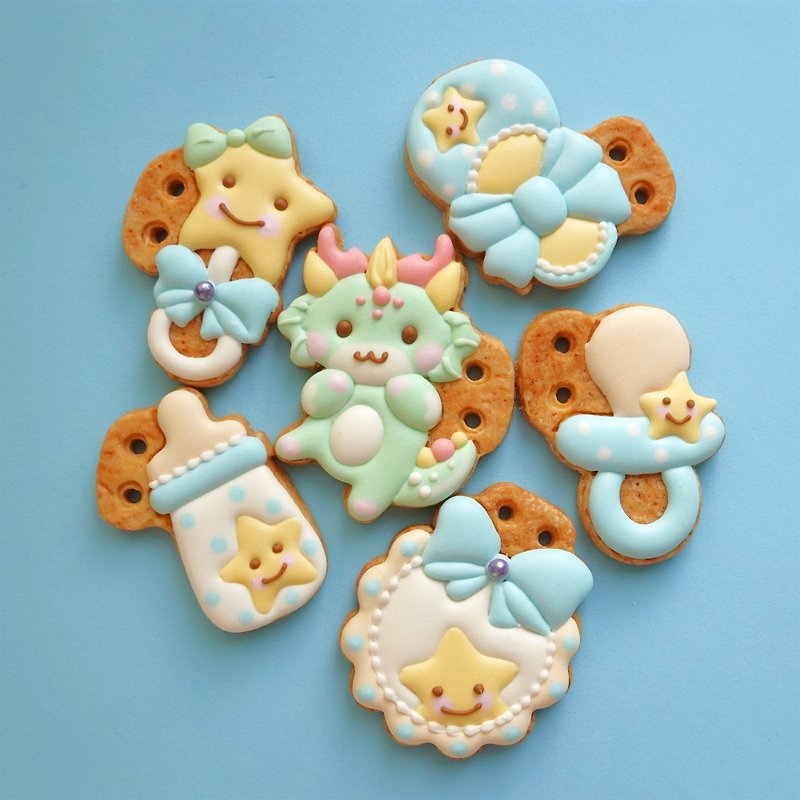 [Customized] Baby Star Dragon/Saliva Collection Biscuits/Baby Boy/4 Months Saliva Collection/A Must for Good Life/Dragon - Handmade Cookies - Other Materials 