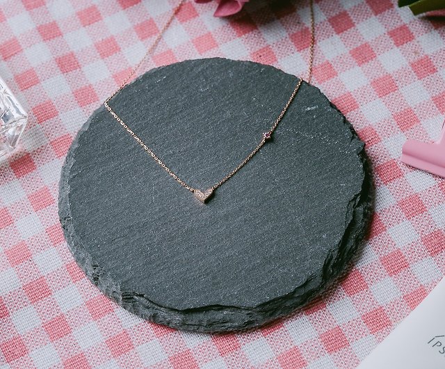 HIWNESS 14K Solid Rose Gold/ Simple Minimalist Rose Gold Necklace/ Dainty  Heart