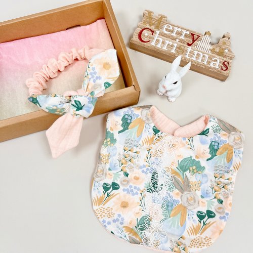LaFiFi樂霏菲手作嬰幼兒精品&ZAKKA 花園佳人 彌月禮盒 寶寶髮帶 寶寶圍兜 滿月禮 新生兒禮物