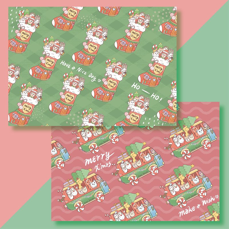 クリスマス両面包装紙/ 5インチ - ポスター・絵 - 紙 