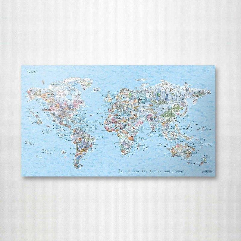 Dive World Map Poster - แผนที่ - กระดาษ หลากหลายสี