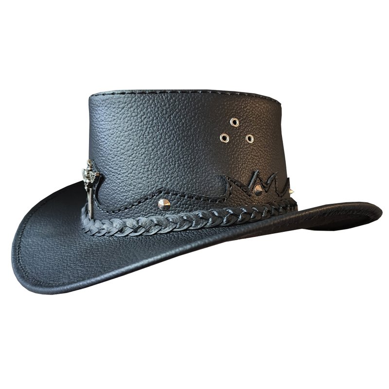 Western Australian Cowboy Outback Black Leather Hat - 帽子 - 真皮 黑色