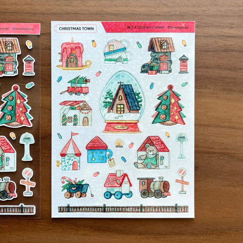 聖誕小鎮印章貼紙 - 貼紙 - 其他材質 