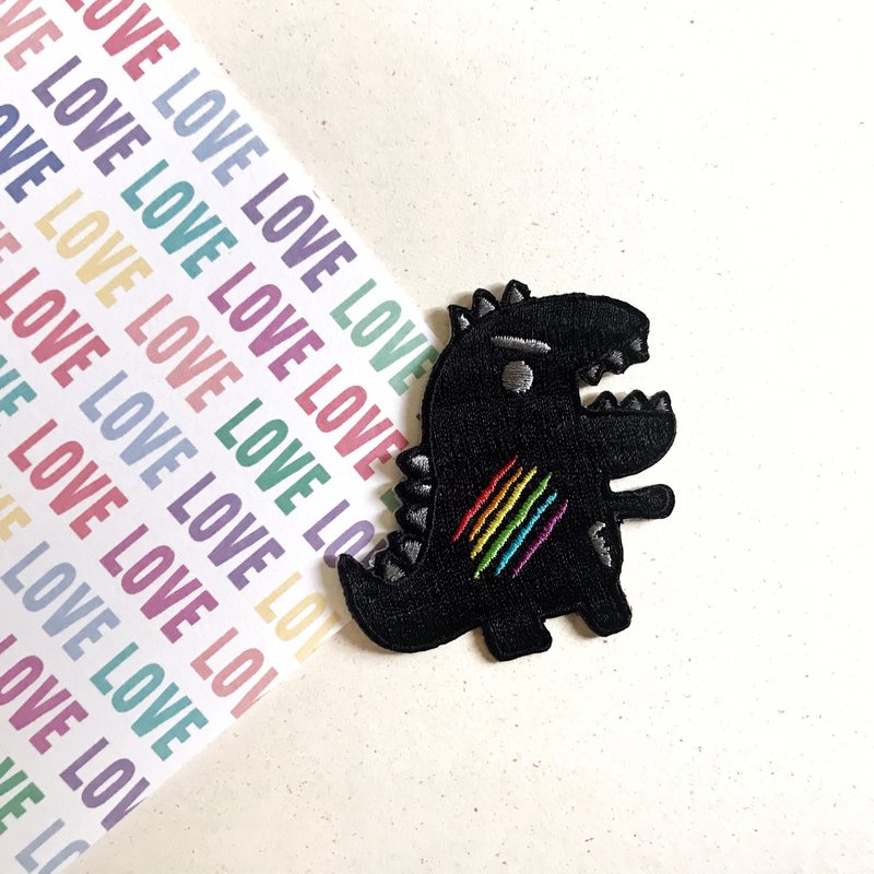 Embroidery pin embroidery cloth hot rainbow series - scar dinosaur - Other - Thread Black