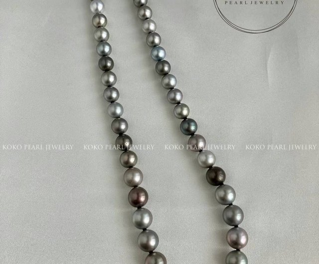 日本直送 大溪地黑珍珠項鍊 滿珠 漸變尺寸 完美配色 8.4-10.9mm