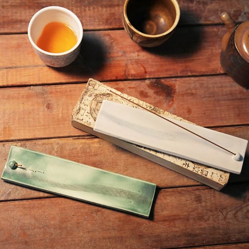 Xiangbei No. 9-Celadon Handmade Ceramic Tea Ceremony Incense Holder / Lying Incense Plate / Incense Incense Incense Plate-Three Types - อื่นๆ - วัสดุอื่นๆ 