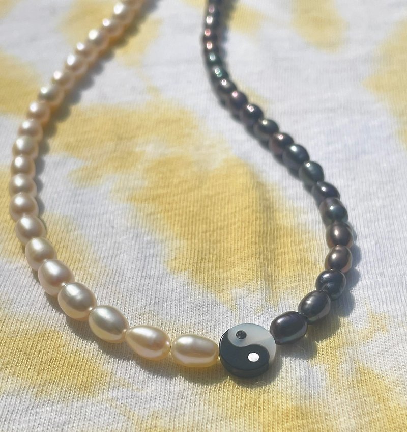 Chaos & Order Yin Yang Black and White Pearl Necklace - Necklaces - Pearl Black