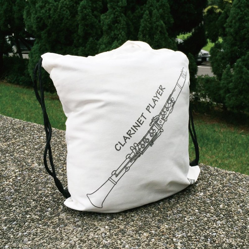WD 樂器棉質背包 - 豎笛 現貨+預購 - 水桶袋/索繩袋 - 棉．麻 白色