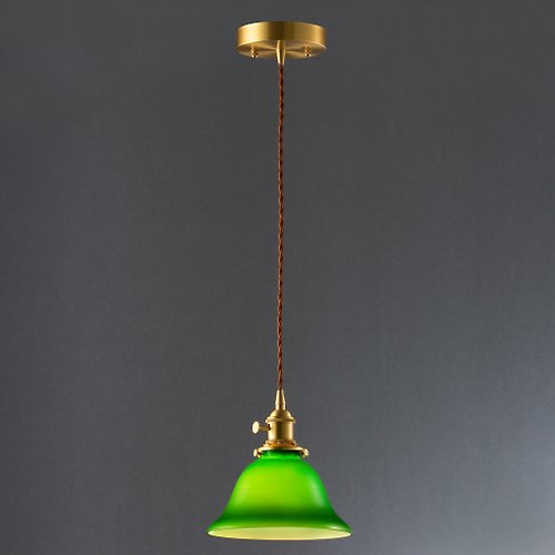 塵年舊飾 【塵年舊飾】經典綠玻璃銅製吊燈附LED 6W燈泡