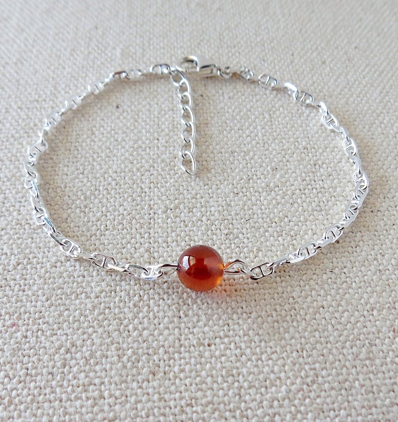 Sterling Silver ***Fashion 【Lucky Stone】 Orange Pomegranate Bracelet*【3】 * 【Small chain models】 Move happiness love - Bracelets - Gemstone Red