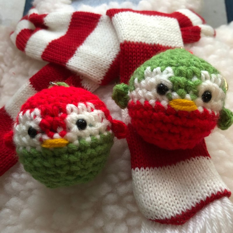 2Pcs Crochet Little Penguin Keychain Christmas Special Edition Ornaments - Stuffed Dolls & Figurines - Other Man-Made Fibers Red