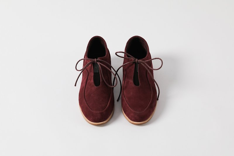ZOODY / sandbar / handmade shoes / flat strap shoes / red - รองเท้าบูทสั้นผู้หญิง - หนังแท้ สีแดง