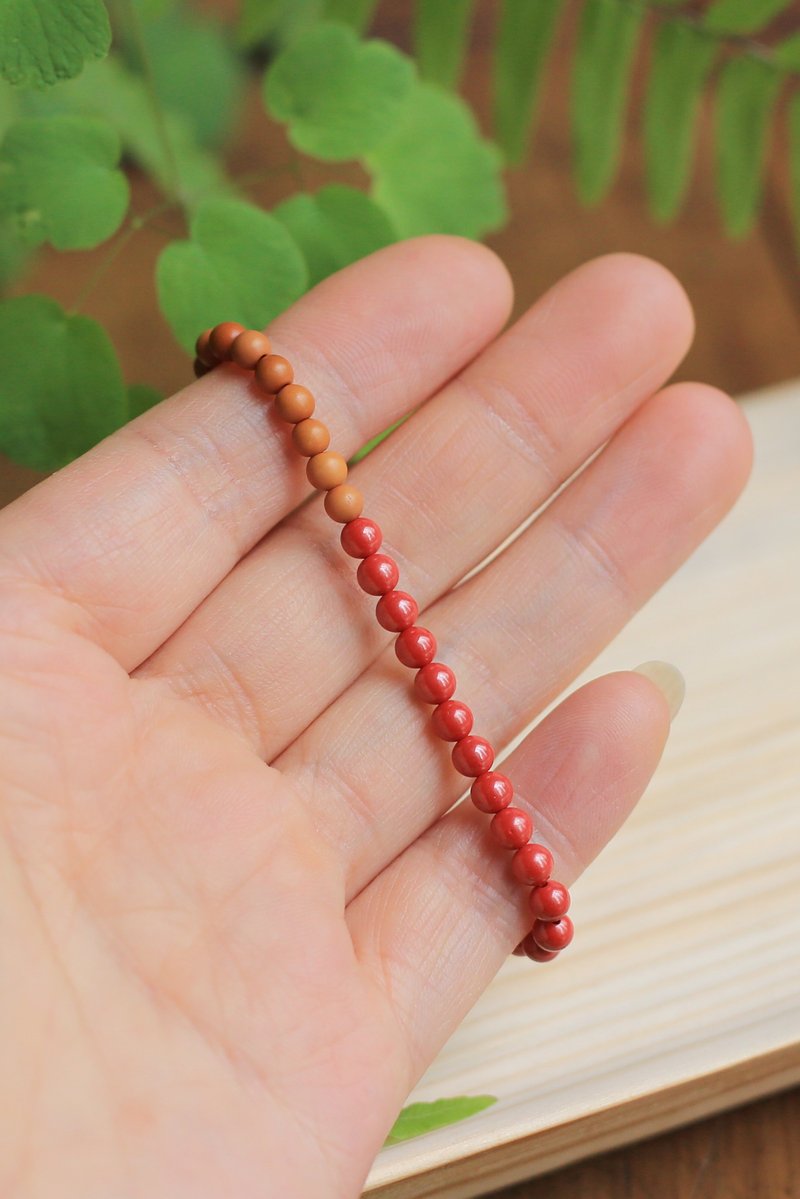 Spring and Autumn Handmade | Original ore with high content of imperial sand 4mm ultra-fine bracelet | Olive core beads - Bracelets - Semi-Precious Stones Red