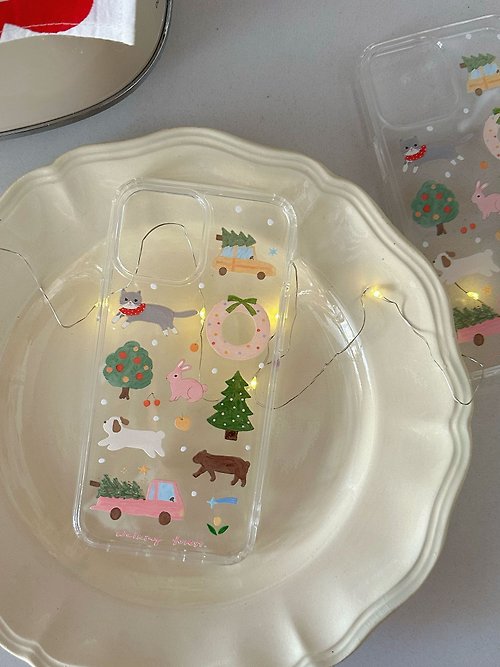 菜菜和瑄瑄 原創透明手機殼新年聖誕兔年適用於蘋果iPhone14 pro Max