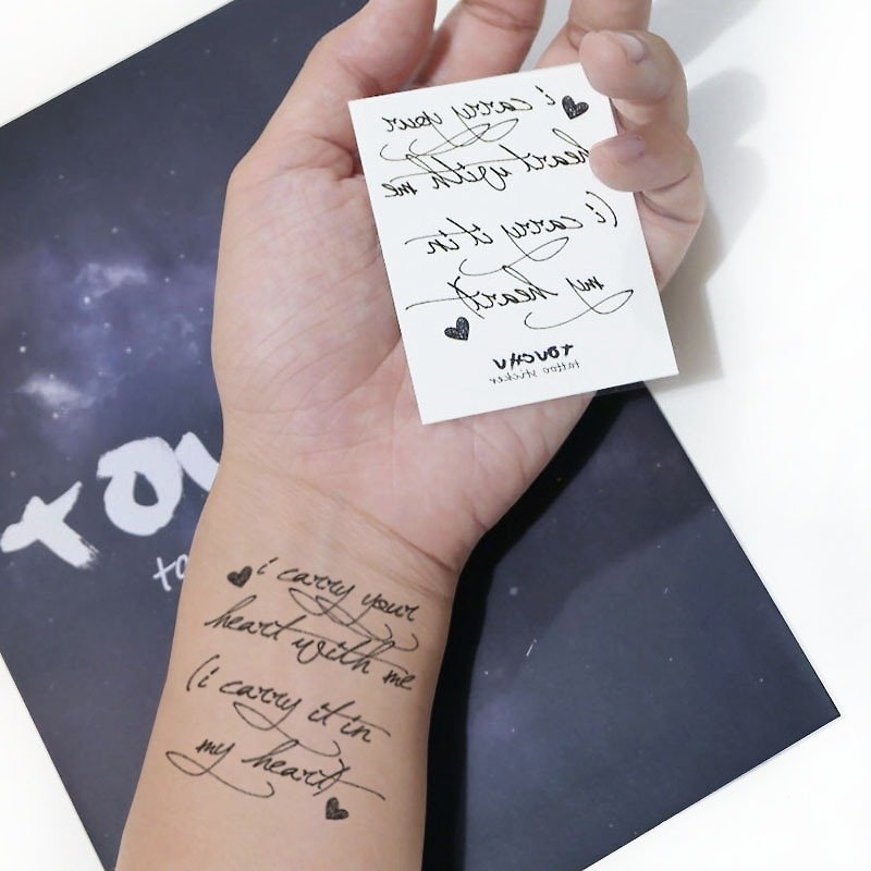 TU tattoo sticker- handwritten English letter / tattoos / waterproof tattoos / original / tattoo stickers / - Temporary Tattoos - Paper Black