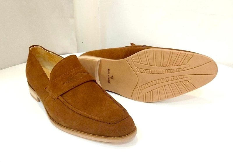 Classic penny loafers - suede Brown - Men's Oxford Shoes - Genuine Leather 