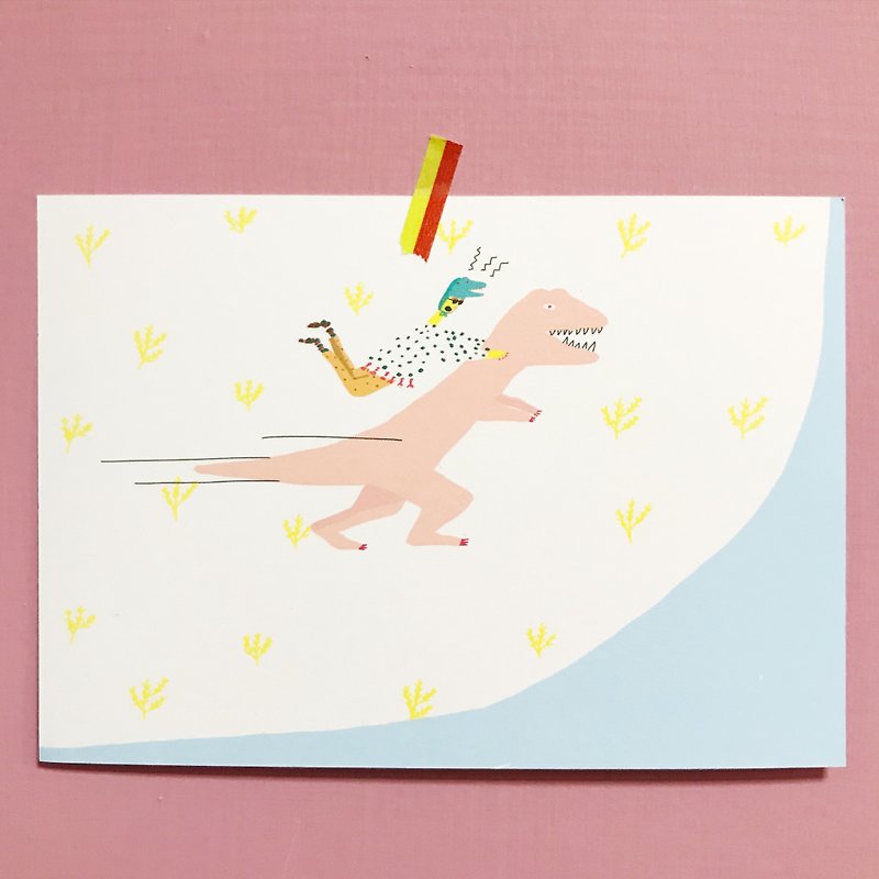 恐龍會飛 | 明信片 - 心意卡/卡片 - 紙 粉紅色