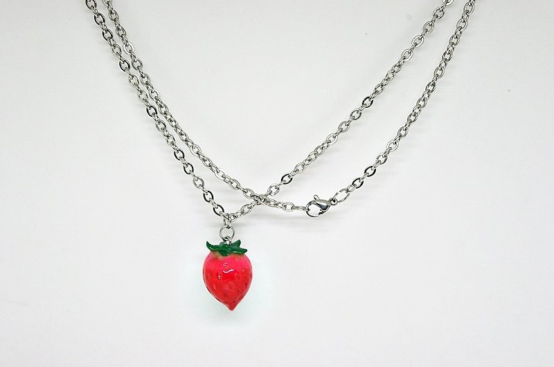 Clay Necklace * Juice Strawberry * # Emulation # # # # # Sweet # Sweater Chain # - สร้อยคอ - ดินเหนียว สีแดง