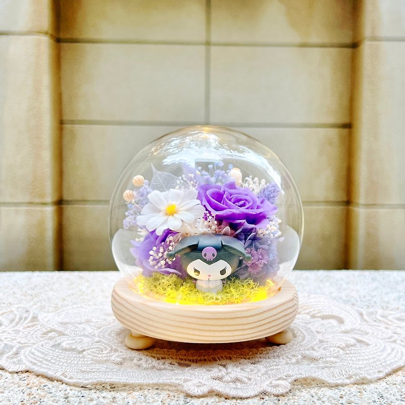 Kuromi/Kuromi/preserved flower/dried flower/night light/glass cup cover - ช่อดอกไม้แห้ง - พืช/ดอกไม้ หลากหลายสี