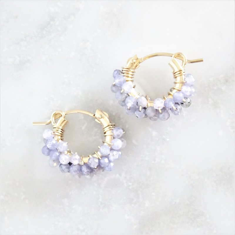 14kgf*Tanzanite pavé pierced earring / earring - Earrings & Clip-ons - Gemstone Purple