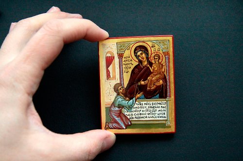 Orthodox small icons hand painted orthodox christian Icon of the Most Holy Theotokos Unexpected Joy