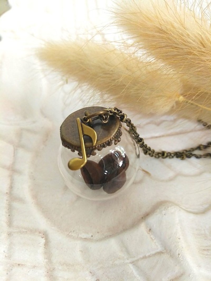 Garohands bronze lace flower cover glass balls beans feel long chain A538 Wen Qing temperament gift - Necklaces - Glass Brown
