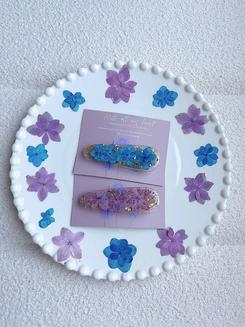 Pressed Hydrangea Hair Clip - Hair Accessories - Plants & Flowers Purple