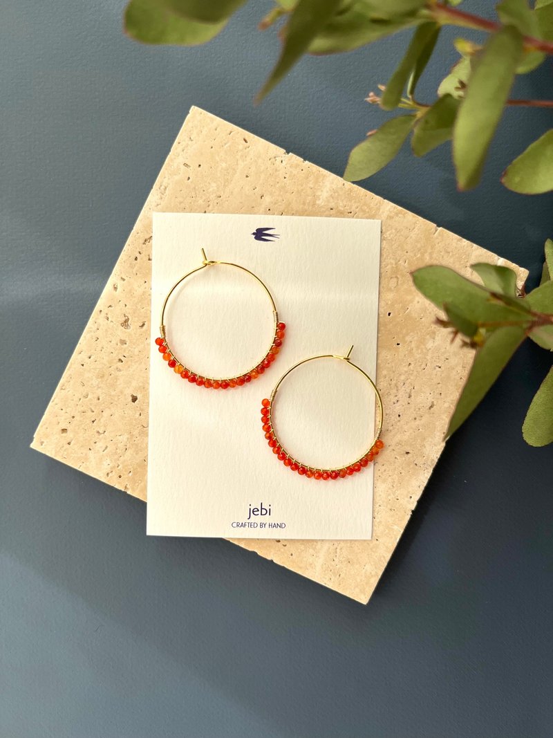 Agate Hoop Earrings - Earrings & Clip-ons - Semi-Precious Stones Orange