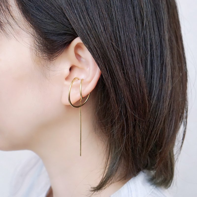 Ear cuff 　able　brass snake chain - Earrings & Clip-ons - Other Metals Gold