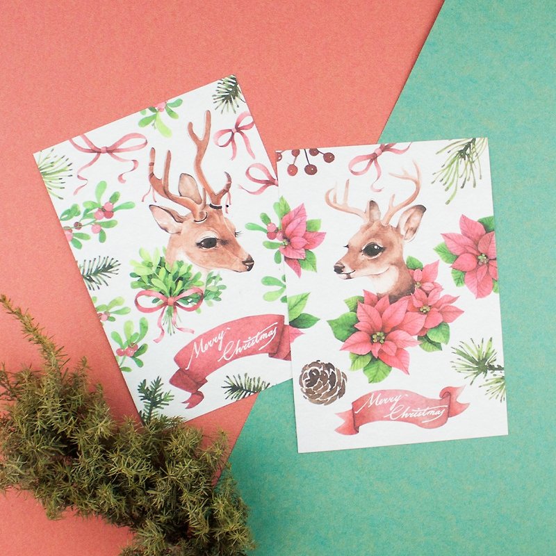 Postcard - 2 pieces of 5 Christmas celebrations each - การ์ด/โปสการ์ด - กระดาษ สีเขียว