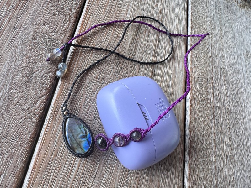 20251128 Macrame 拉長石 編織 頸鍊 - 項鍊 - 半寶石 紫色