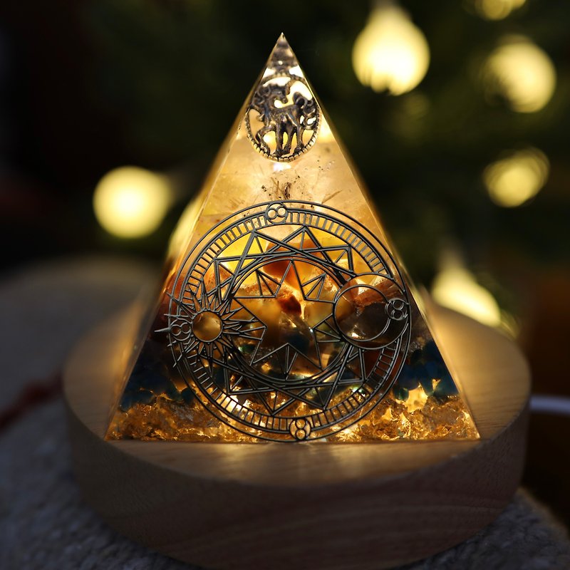 [カスタマイズ] ユニコーン サン石魔法陣 アオガン大ピラミッド ナイトライト オルゴナイト