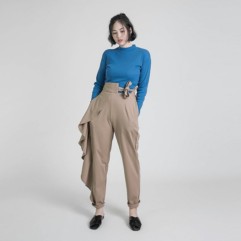 Drift floating modeling pants_8AF202_khaki - กางเกงขายาว - ผ้าฝ้าย/ผ้าลินิน สีกากี