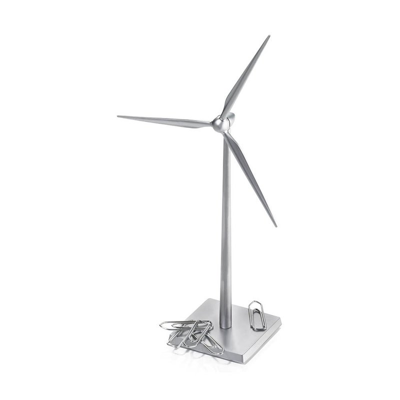 金屬風力發電造型磁力紙夾座 桌上的小風能 × 居家金屬小擺 - 擺飾/家飾品 - 其他金屬 銀色