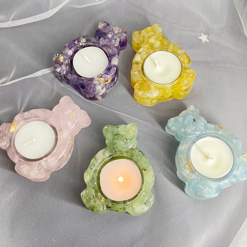 【手工製作】天然能量水晶 熊熊燭台 - 香氛蠟燭/燭台 - 寶石 