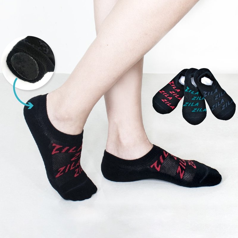 Antibacterial and deodorizing. Towel air-cushioned low-mouth boat socks | 3 colors - ถุงเท้า - ผ้าฝ้าย/ผ้าลินิน สีดำ