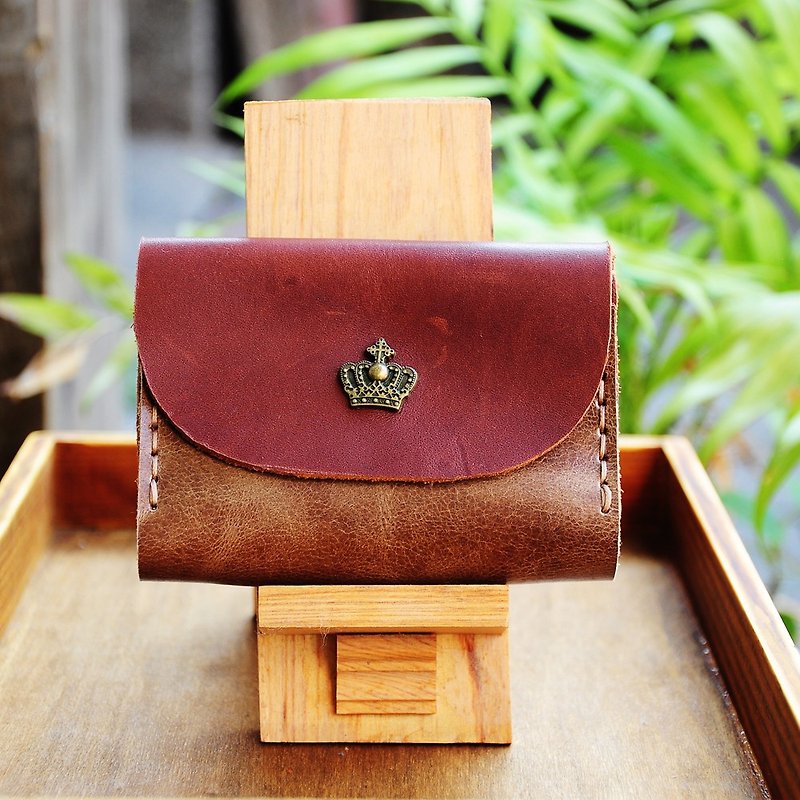 Double card leather purse - spend deduction version of fall cattle - กระเป๋าใส่เหรียญ - หนังแท้ สีนำ้ตาล