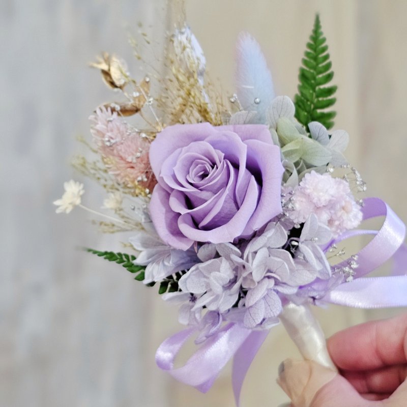 Everlasting Corsage Wedding Groomsmen Groom Award Corsage Customized Multi-Color Can Be Discussed Fast Shipping - เข็มกลัด/ข้อมือดอกไม้ - พืช/ดอกไม้ หลากหลายสี