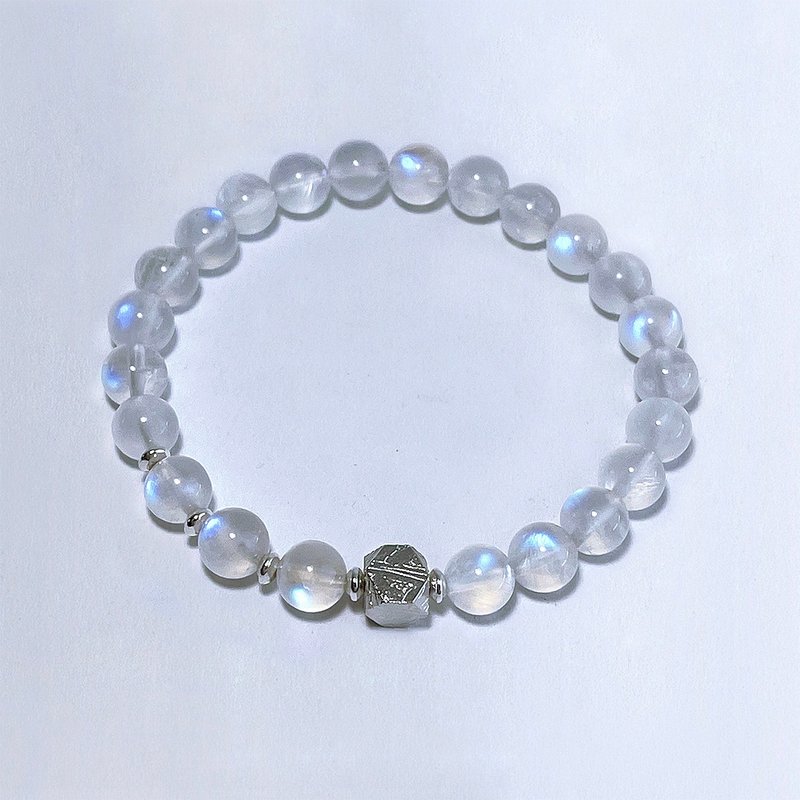 Gemstone blue moonlight 7 mm meteorite 925 sterling silver bracelet - Bracelets - Gemstone Transparent