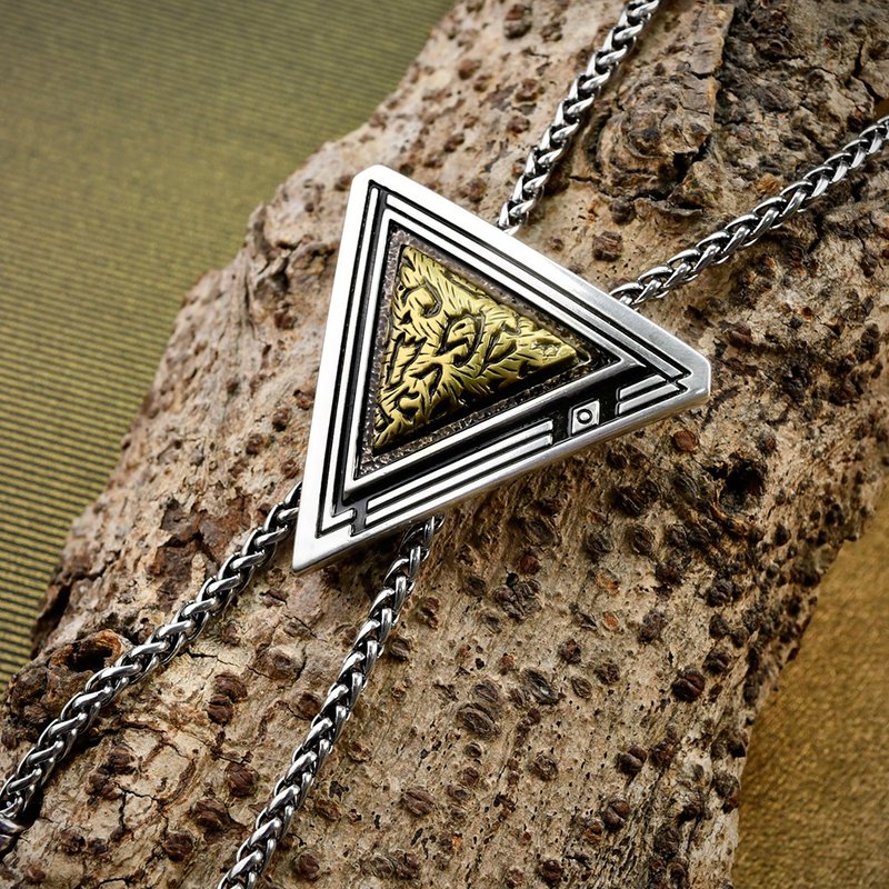 狂潮-豹紋 保羅領帶 Bolo Tie 領繩項鍊 金屬繩領帶 長項鍊 - 領帶/領帶夾 - 其他金屬 銀色