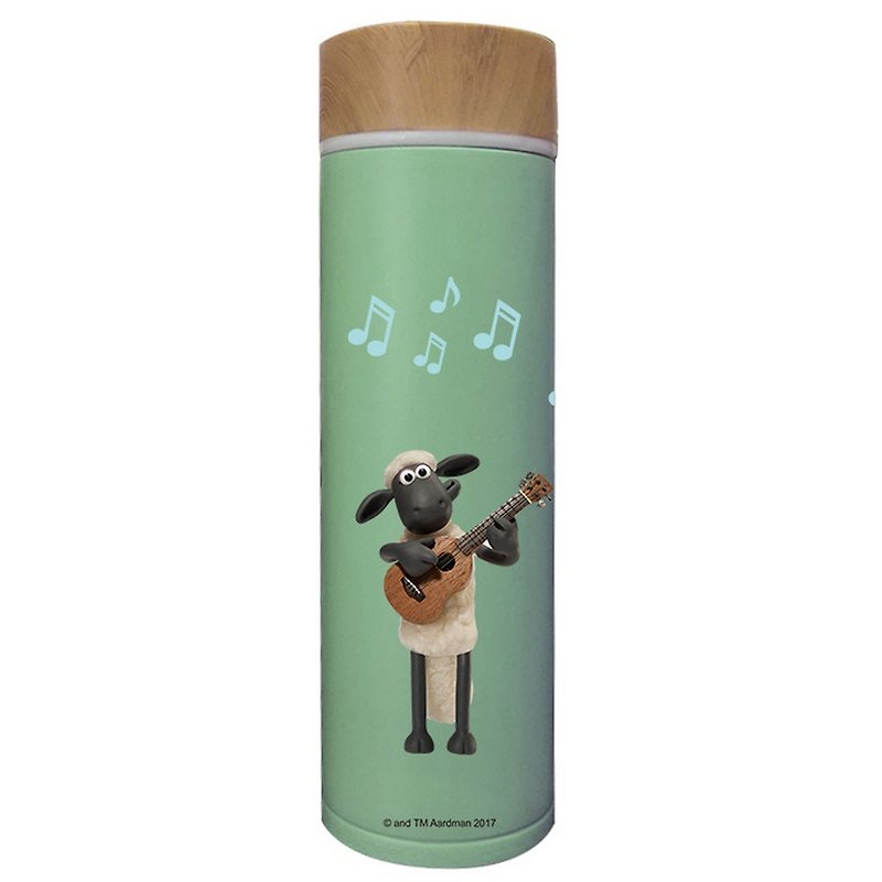 Shaun The Sheep License - Wood Cover Thermos (Green) - Other - Other Metals White