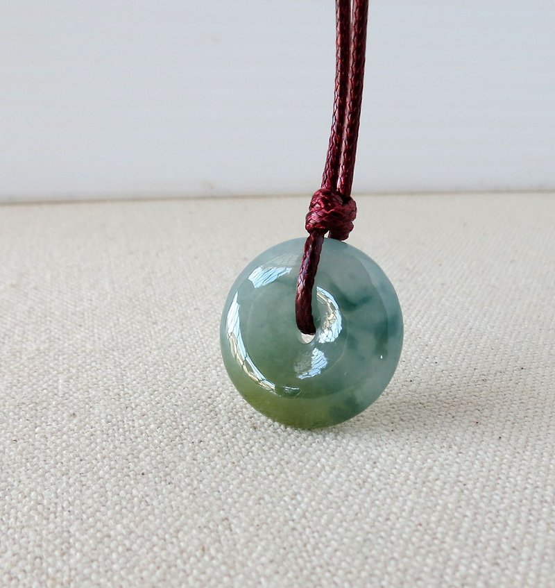 Zodiac Year [缃‧Cyan] Ice Three-Color Jadeite Korean Wax Line Necklace**